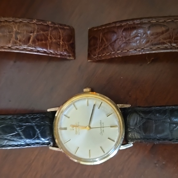 1962 Initial Release Omega Seamaster DeVille 18K Sol. Gold 24 Jewel+2 Croc Bands - Picture 4 of 10
